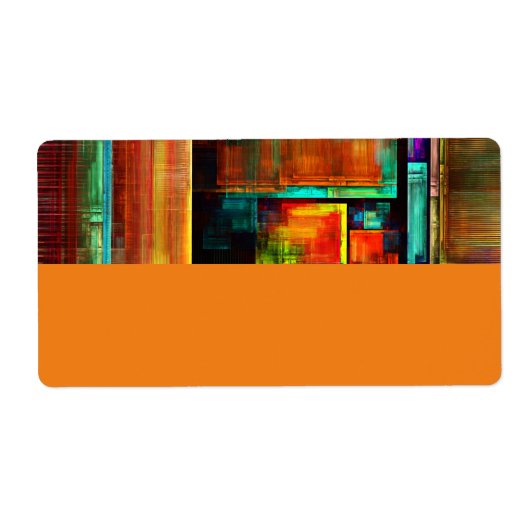Kleurrijke vierkanten Modern Abstract kunstpatroon Etiket (Voorkant)