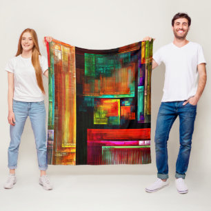 Kleurrijke vierkanten Modern Abstract kunstpatroon Fleece Deken