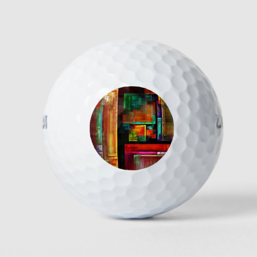 Kleurrijke vierkanten Modern Abstract kunstpatroon Golfballen (Voorkant)