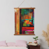 Kleurrijke vierkanten Modern Abstract kunstpatroon Hangend Wandkleed (Slaapkamer)