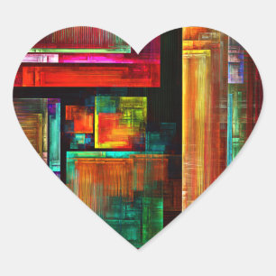 Kleurrijke vierkanten Modern Abstract kunstpatroon Hart Sticker