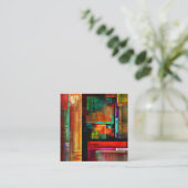 Kleurrijke vierkanten Modern Abstract kunstpatroon Informatiekaartje (Staand voorkant)