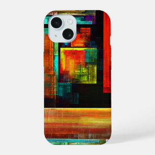 Kleurrijke vierkanten Modern Abstract kunstpatroon iPhone 15 Case