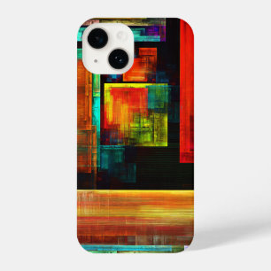Kleurrijke vierkanten Modern Abstract kunstpatroon iPhone 14 Hoesje