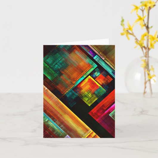 Kleurrijke vierkanten Modern Abstract kunstpatroon Kaart (Gele Bloem)