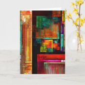 Kleurrijke vierkanten Modern Abstract kunstpatroon Kaart (Gele Bloem)