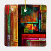 Kleurrijke vierkanten Modern Abstract kunstpatroon Keramisch Ornament (Achterkant)