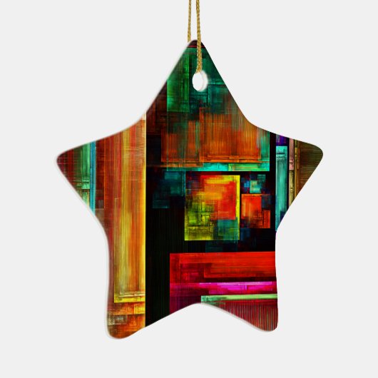 Kleurrijke vierkanten Modern Abstract kunstpatroon Keramisch Ornament (Rechts)