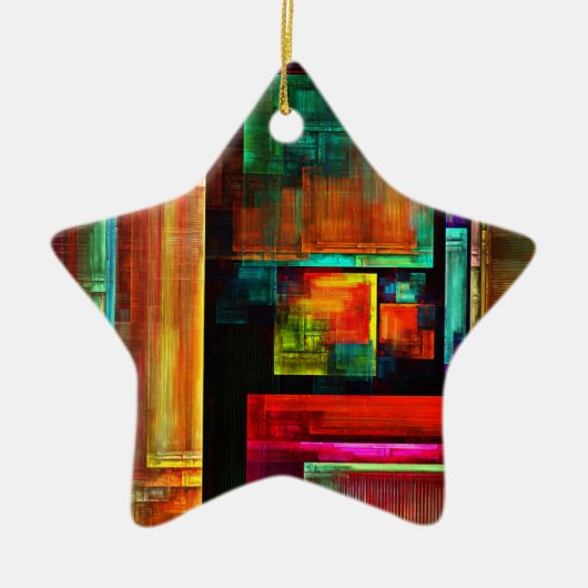 Kleurrijke vierkanten Modern Abstract kunstpatroon Keramisch Ornament (Voorkant)