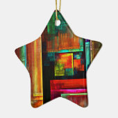 Kleurrijke vierkanten Modern Abstract kunstpatroon Keramisch Ornament (Links)