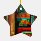 Kleurrijke vierkanten Modern Abstract kunstpatroon Keramisch Ornament (Achterkant)