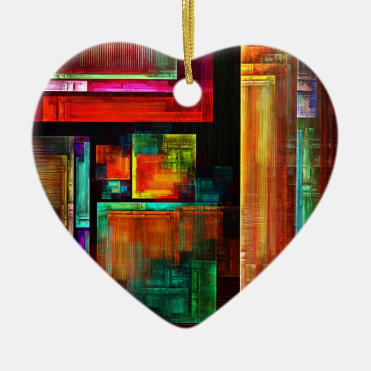 Kleurrijke vierkanten Modern Abstract kunstpatroon Keramisch Ornament (Voorkant)