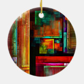 Kleurrijke vierkanten Modern Abstract kunstpatroon Keramisch Ornament (Achterkant)