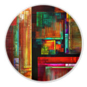 Kleurrijke vierkanten Modern Abstract kunstpatroon Keramische Knop (Voorkant)