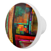 Kleurrijke vierkanten Modern Abstract kunstpatroon Keramische Knop (Rechts)