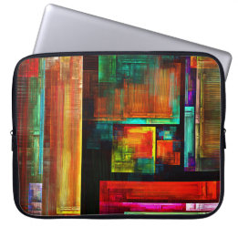 Kleurrijke vierkanten Modern Abstract kunstpatroon Laptop Sleeve
