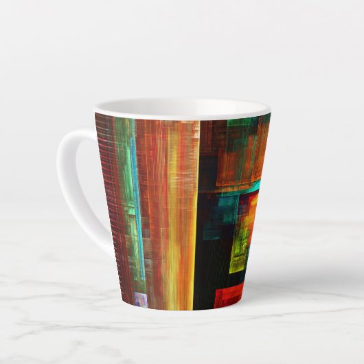 Kleurrijke vierkanten Modern Abstract kunstpatroon Latte Mok (Linkerhoek)