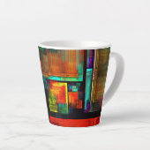 Kleurrijke vierkanten Modern Abstract kunstpatroon Latte Mok (Rechterhoek)
