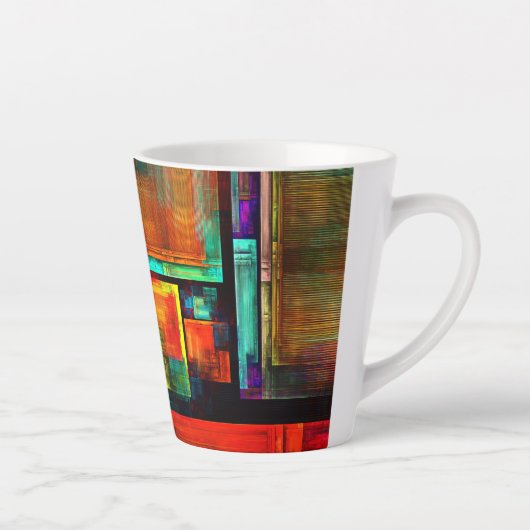 Kleurrijke vierkanten Modern Abstract kunstpatroon Latte Mok (Rechts)