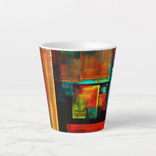 Kleurrijke vierkanten Modern Abstract kunstpatroon Latte Mok