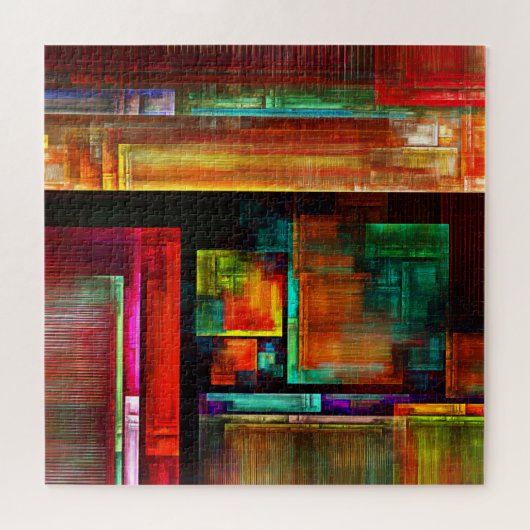 Kleurrijke vierkanten Modern Abstract kunstpatroon Legpuzzel (Horizontaal)