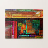 Kleurrijke vierkanten Modern Abstract kunstpatroon Legpuzzel (Horizontaal)