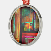 Kleurrijke vierkanten Modern Abstract kunstpatroon Metalen Ornament (Links)