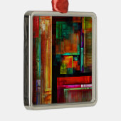 Kleurrijke vierkanten Modern Abstract kunstpatroon Metalen Ornament (Rechts)