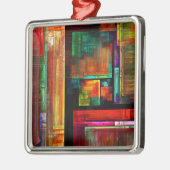 Kleurrijke vierkanten Modern Abstract kunstpatroon Metalen Ornament (Links)