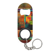 Kleurrijke vierkanten Modern Abstract kunstpatroon Mini Flessenopener (Achterkant)