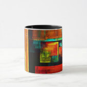Kleurrijke vierkanten Modern Abstract kunstpatroon Mok (Midden)