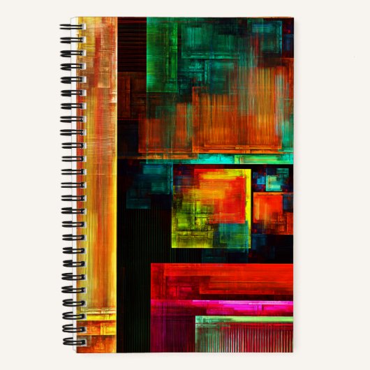 Kleurrijke vierkanten Modern Abstract kunstpatroon Notitieboek (Voorkant)