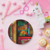 Kleurrijke vierkanten Modern Abstract kunstpatroon Papieren Bordje (Feest)