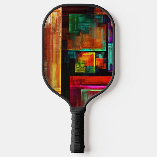 Kleurrijke vierkanten Modern Abstract kunstpatroon Pickleball Paddle (Achterkant)