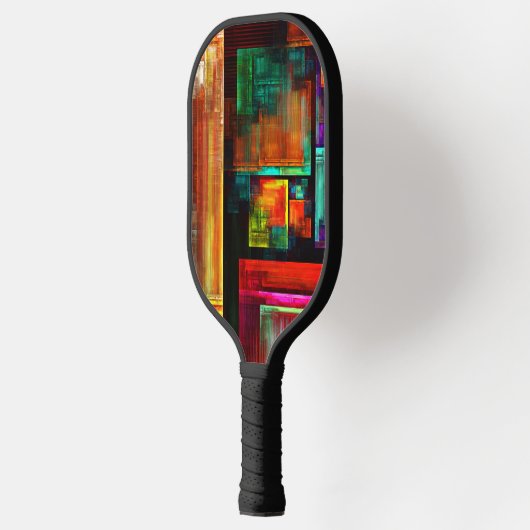 Kleurrijke vierkanten Modern Abstract kunstpatroon Pickleball Paddle (Links)