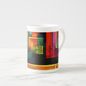 Kleurrijke vierkanten Modern Abstract kunstpatroon Porselein Kop (Voorkant rechts)