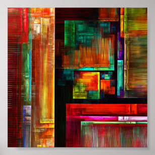 Kleurrijke vierkanten Modern Abstract kunstpatroon Poster