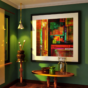 Kleurrijke vierkanten Modern Abstract kunstpatroon Poster