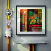 Kleurrijke vierkanten Modern Abstract kunstpatroon Poster