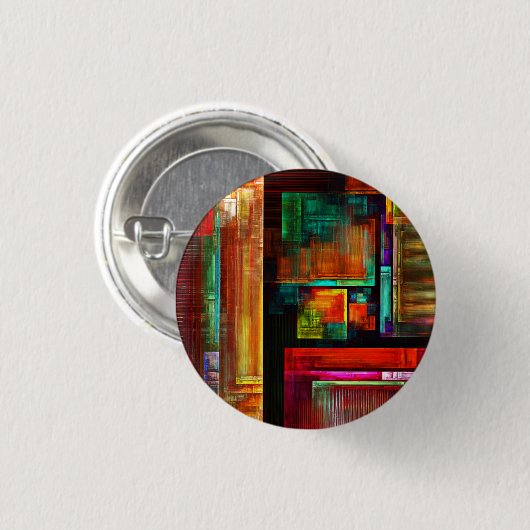 Kleurrijke vierkanten Modern Abstract kunstpatroon Ronde Button 3,2 Cm (Voorkant /achterkant)
