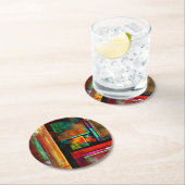 Kleurrijke vierkanten Modern Abstract kunstpatroon Ronde Kartonnen Onderzetter (Insitu)