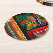 Kleurrijke vierkanten Modern Abstract kunstpatroon Ronde Kartonnen Onderzetter (Gebogen)
