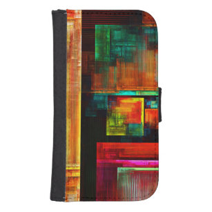 Kleurrijke vierkanten Modern Abstract kunstpatroon Galaxy S4 Portefeuille Hoesje