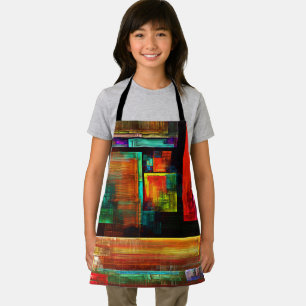 Kleurrijke vierkanten Modern Abstract kunstpatroon Schort