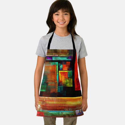 Kleurrijke vierkanten Modern Abstract kunstpatroon Schort (Insitu)