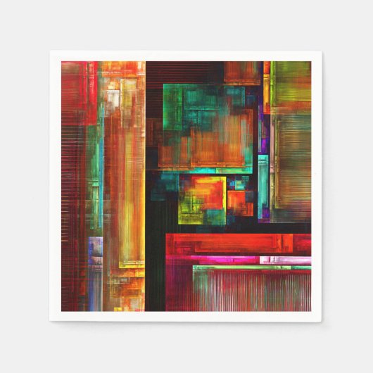 Kleurrijke vierkanten Modern Abstract kunstpatroon Servet (Voorkant)