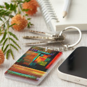 Kleurrijke vierkanten Modern Abstract kunstpatroon Sleutelhanger (Voorkant Rechts)