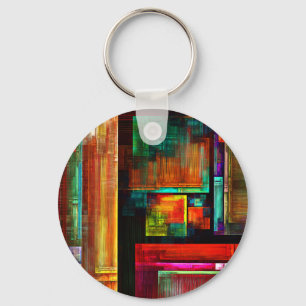 Kleurrijke vierkanten Modern Abstract kunstpatroon Sleutelhanger