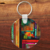 Kleurrijke vierkanten Modern Abstract kunstpatroon Sleutelhanger (Voorkant)