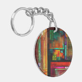 Kleurrijke vierkanten Modern Abstract kunstpatroon Sleutelhanger (Voorkant Links)